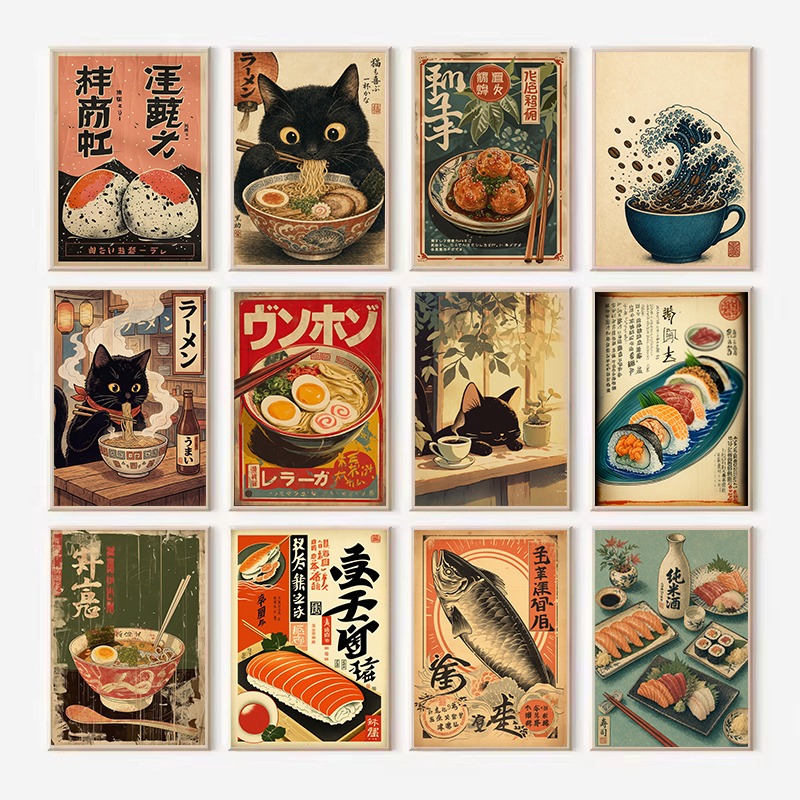 Japanese Food Lifestyle - Poster su Tela Vintage con Tema
